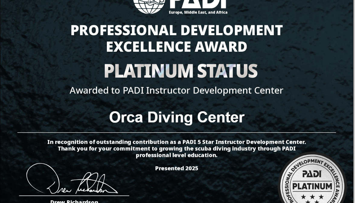 Orca Diving Center Platinum frequent Trainer 2025
